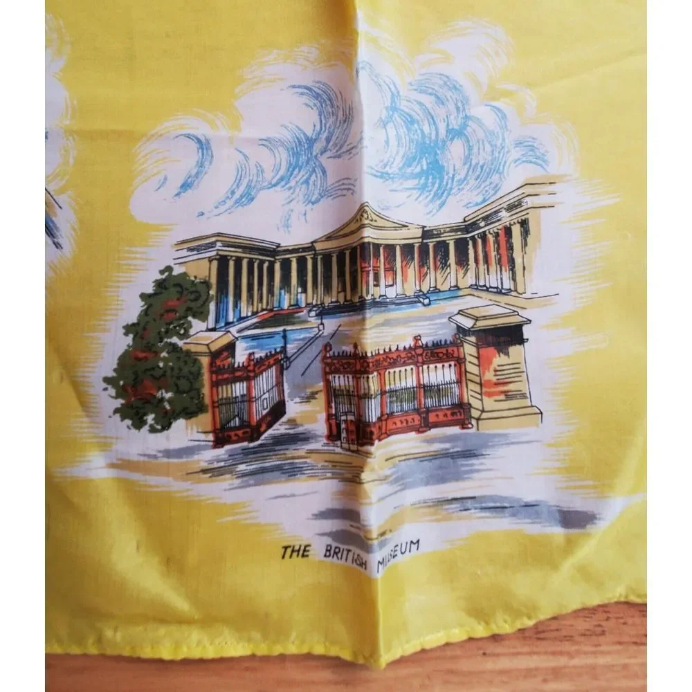 Vintage London Scarf Buckingham Trafalgar Parliament Cathedral Westminster Abbey